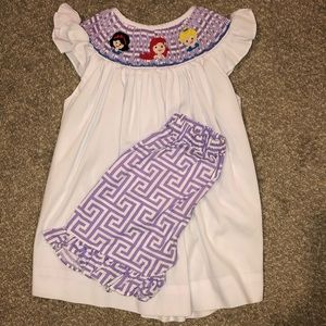Disney Princess Smocked Shorts Set